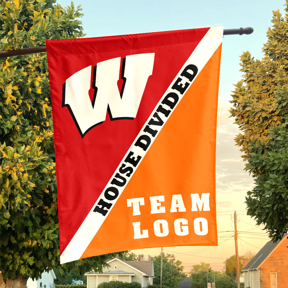 Badgers vs Custom Team House Divided Flag, Custom Split Flag Badgers vs Custom Team House Divided Flag, Custom Split Flag