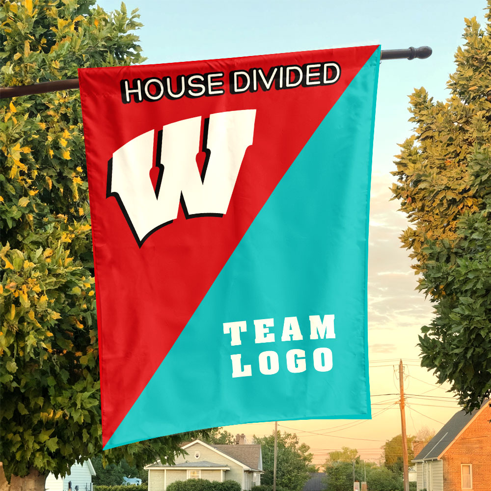 Badgers vs Custom Team House Divided Flag, Custom Team Flag Badgers vs Custom Team House Divided Flag, Custom Team Flag