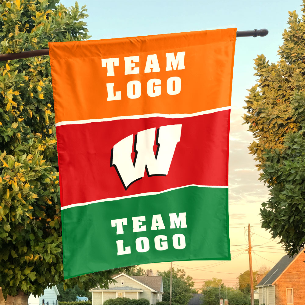 Badgers vs Custom Team House Divided Flag, Custom Two Team Flag Badgers vs Custom Team House Divided Flag, Custom Two Team Flag
