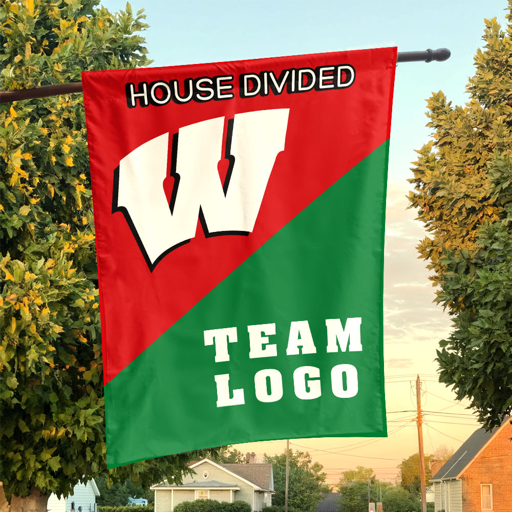 Badgers vs Custom Team House Divided Flag, NCAA Custom Flag Badgers vs Custom Team House Divided Flag, NCAA Custom Flag
