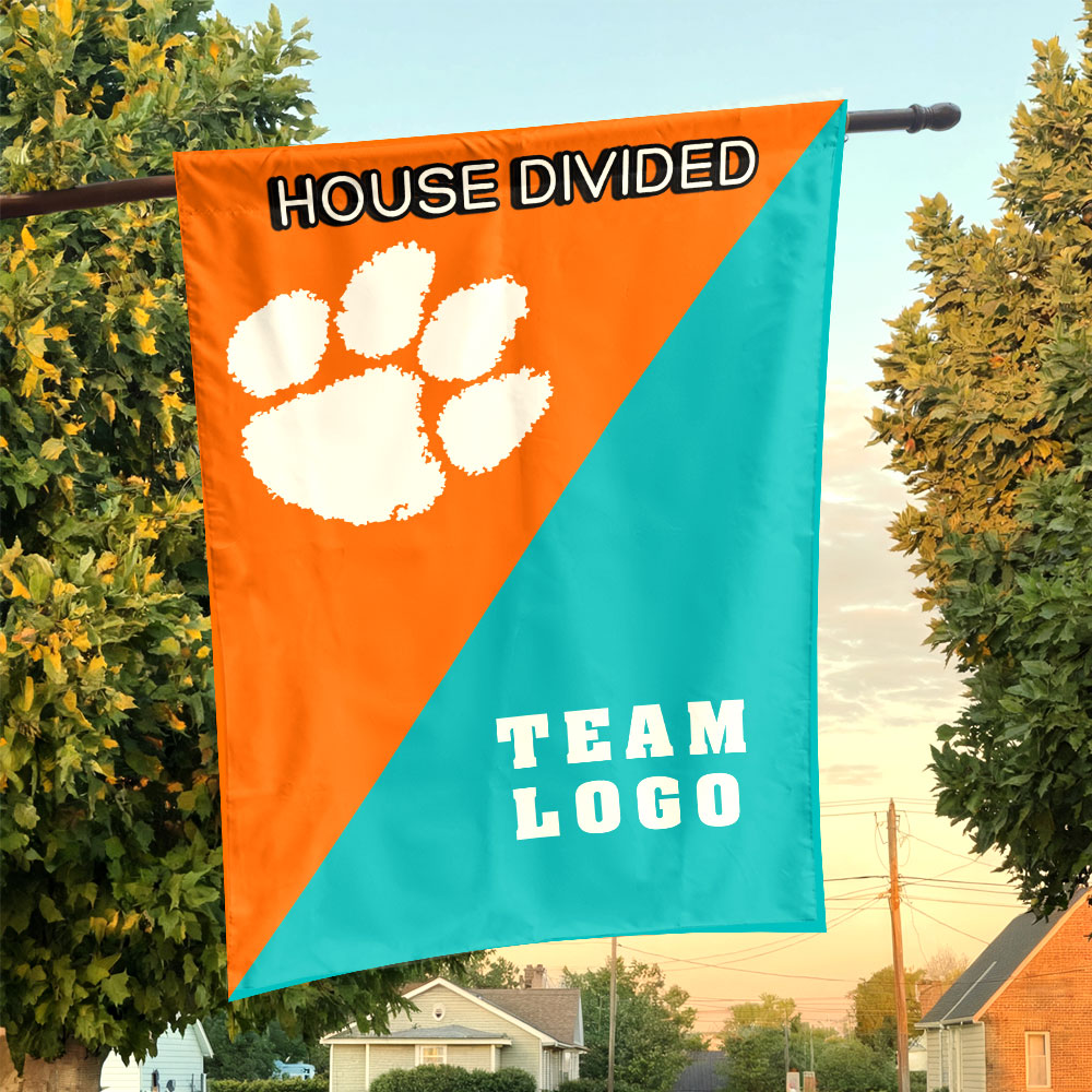 Clemson Tigers vs Custom Team House Divided Flag, Custom Team Flag Clemson Tigers vs Custom Team House Divided Flag, Custom Team Flag