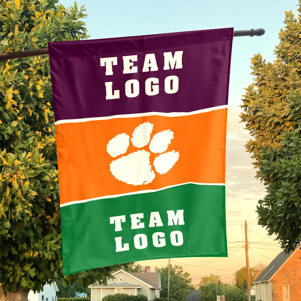 Clemson Tigers vs Custom Team House Divided Flag, Custom Two Team Flag Clemson Tigers vs Custom Team House Divided Flag, Custom Two Team Flag