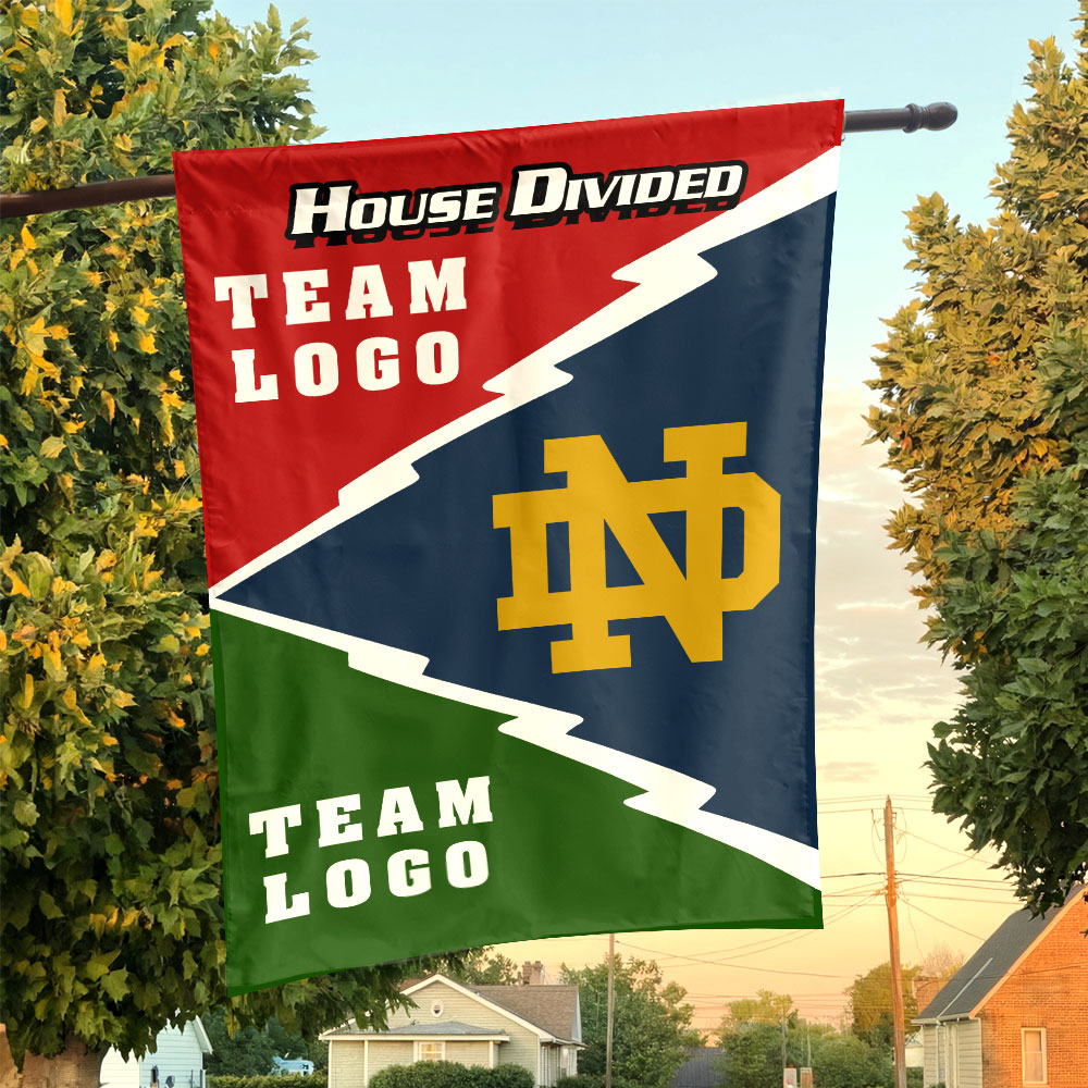 Fighting Irish vs Custom Team House Divided Flag, Custom Rival Flag Fighting Irish vs Custom Team House Divided Flag, Custom Rival Flag