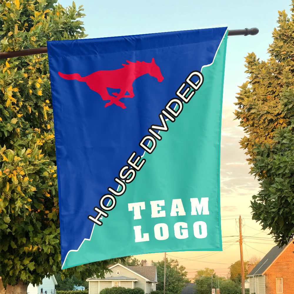 Mustangs vs Custom Team House Divided Flag, College Custom Flag Mustangs vs Custom Team House Divided Flag, College Custom Flag