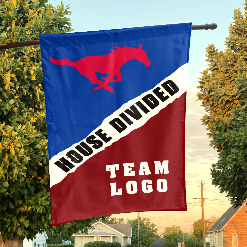 Mustangs vs Custom Team House Divided Flag, Custom Rivalry Flag Mustangs vs Custom Team House Divided Flag, Custom Rivalry Flag