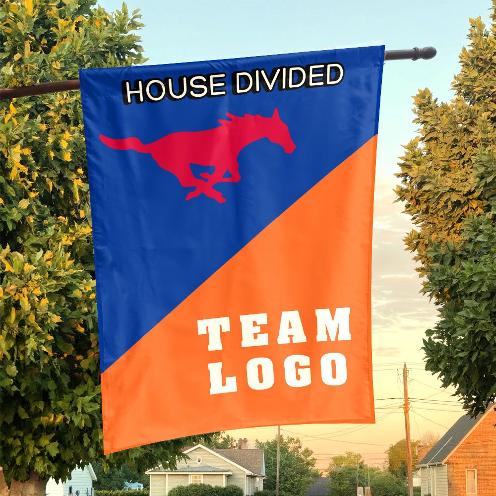 Mustangs vs Custom Team House Divided Flag, NCAA Custom Flag Mustangs vs Custom Team House Divided Flag, NCAA Custom Flag