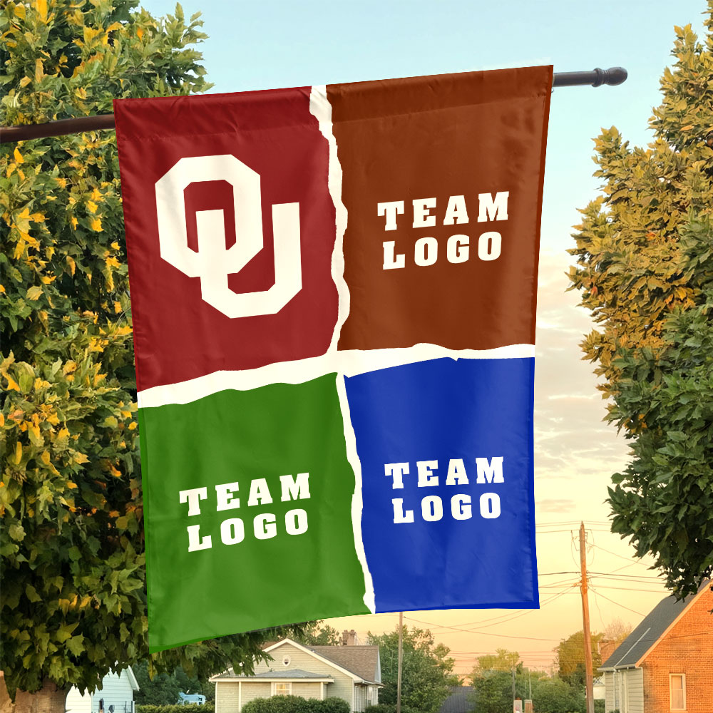 Sooners vs Custom Team House Divided Flag, Custom NCAA Split Team Flag Sooners vs Custom Team House Divided Flag, Custom NCAA Split Team Flag