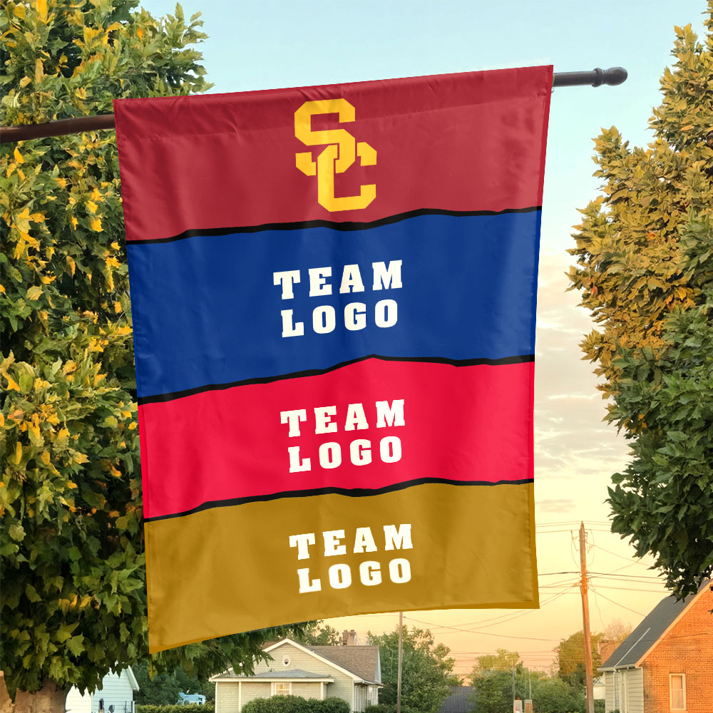 Trojans vs Custom Team House Divided Flag, Custom Rival Flag Trojans vs Custom Team House Divided Flag, Custom Rival Flag