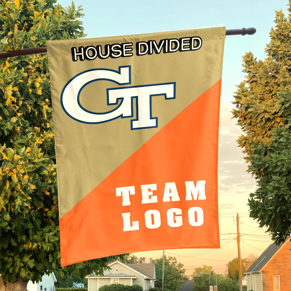 Yellow Jackets vs Custom Team House Divided Flag, Custom Split Flag Yellow Jackets vs Custom Team House Divided Flag, Custom Split Flag