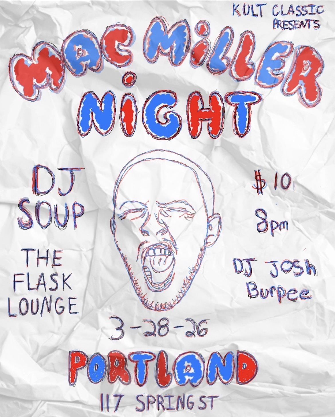 Flyer for Mac Miller tribute night at Flask Lounge