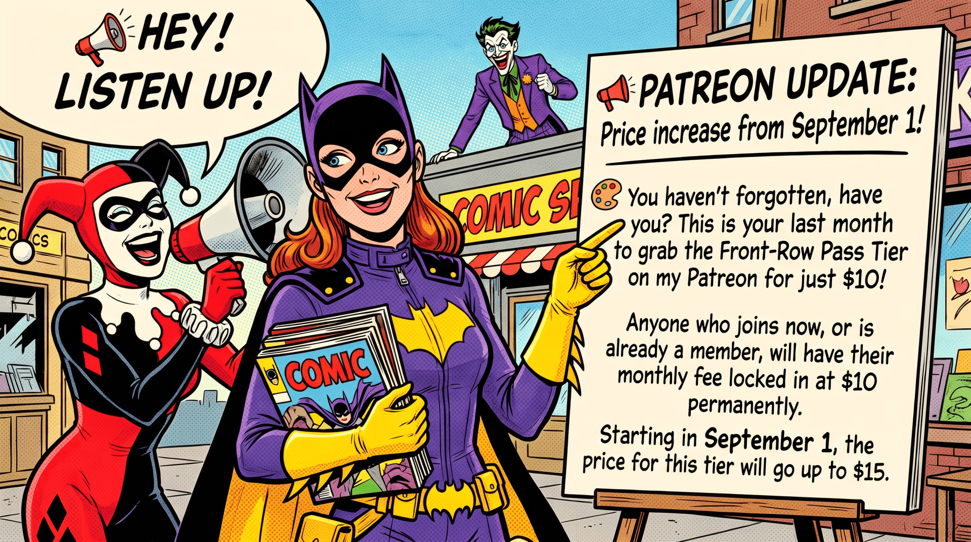 Flattened Artwork Patreon Price Increase from September 1