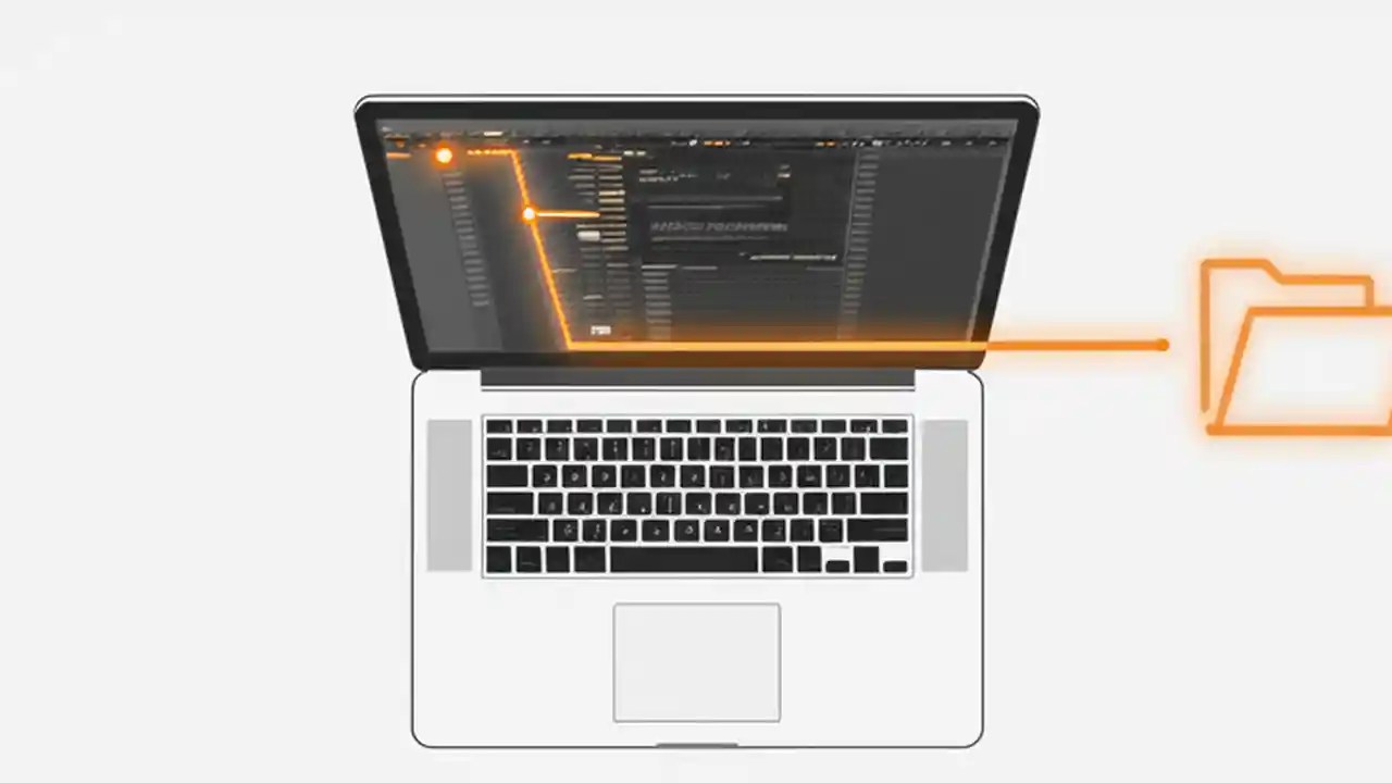 A top-down view of a laptop showing the FL Studio interface, highlighting the process of adding a folder to the Browser to find missing drum kits.