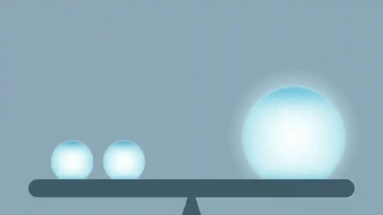 An illustration showing a scale, with one side having two spheres and the other having one larger sphere, symbolizing a single testicle''s ability to compensate.