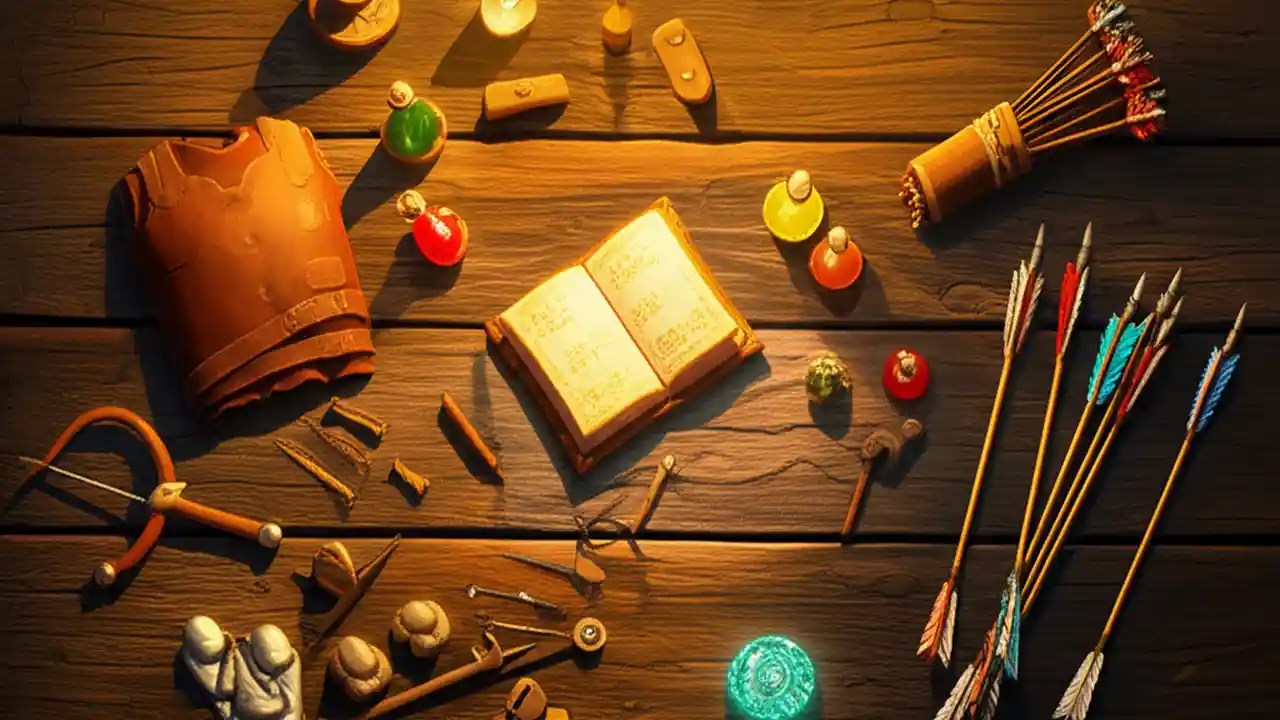 An overview of the different crafting categories in Divinity: Original Sin 2, showing equipment, potions, skillbooks, and runes on a table.