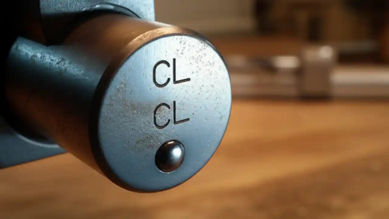 Close-up of the date code stamped on the barrel of a Remington shotgun, used to determine the year of manufacture.