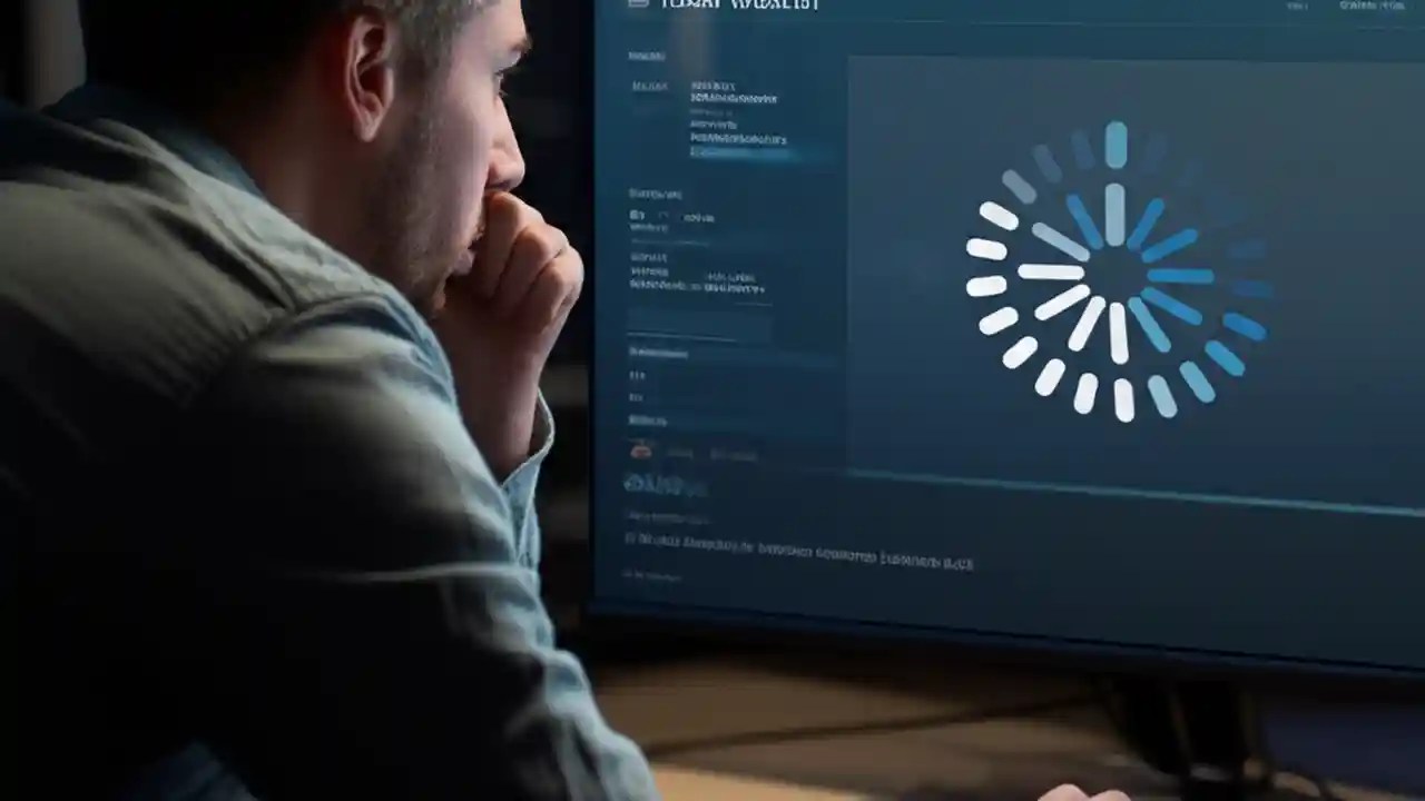 A computer screen showing the Steam wishlist page with a loading icon, representing the problem of not being able to access the wishlist.