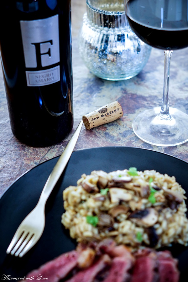 Food Wine Pairing: Entrecôte auf Pilz-Risotto mit Negroamaro F ...