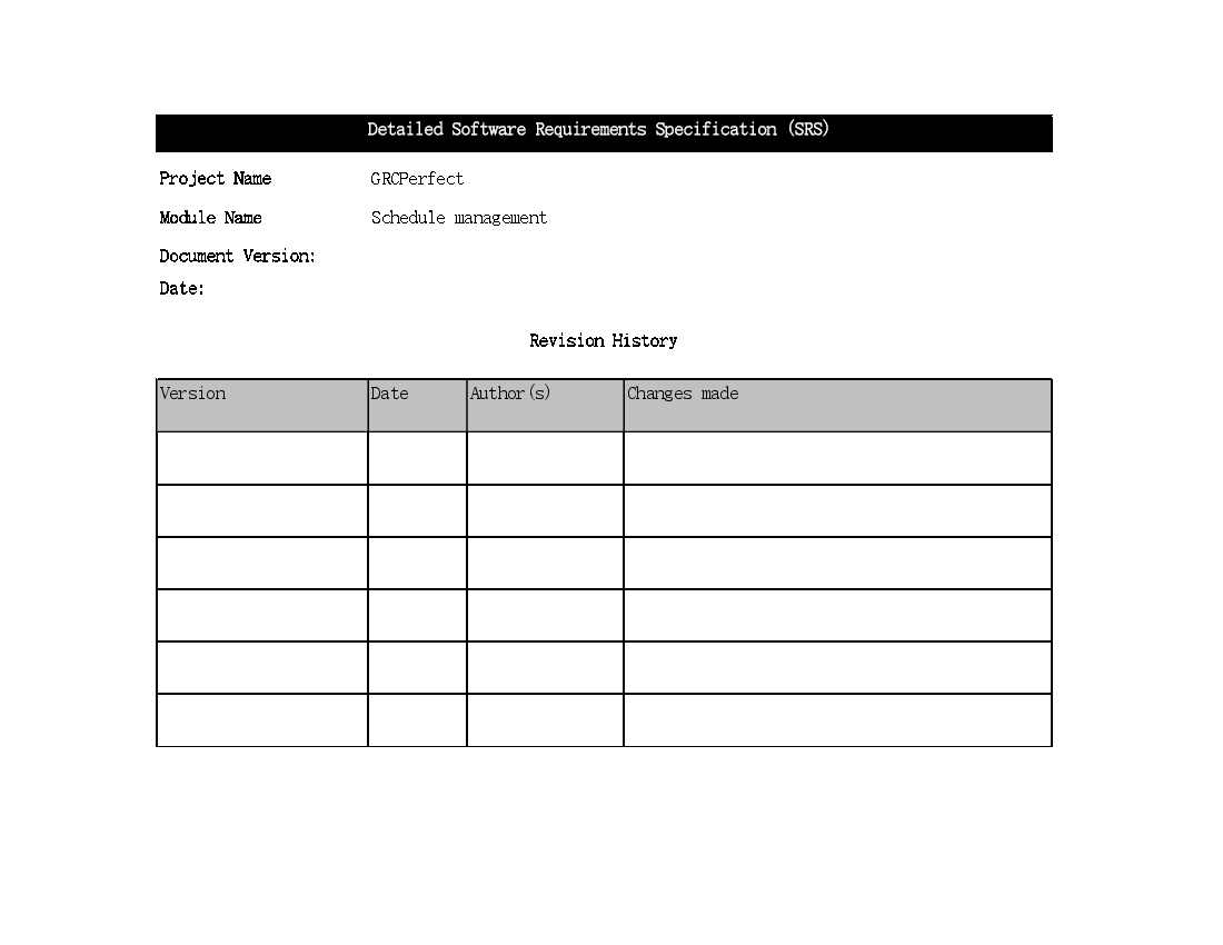 Software Requirements Specification Template Excel