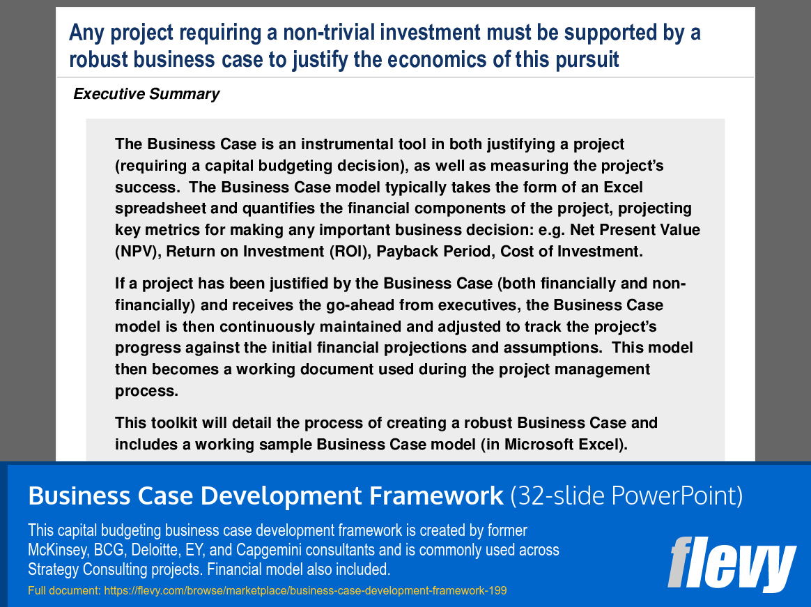 Business Case Development Toolkit With Excel Model