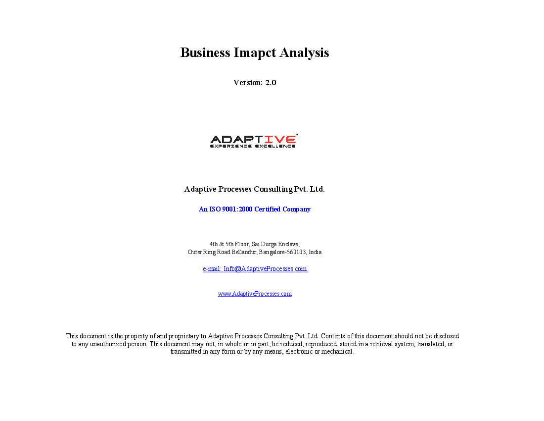 Business Impact Analysis Template Excel