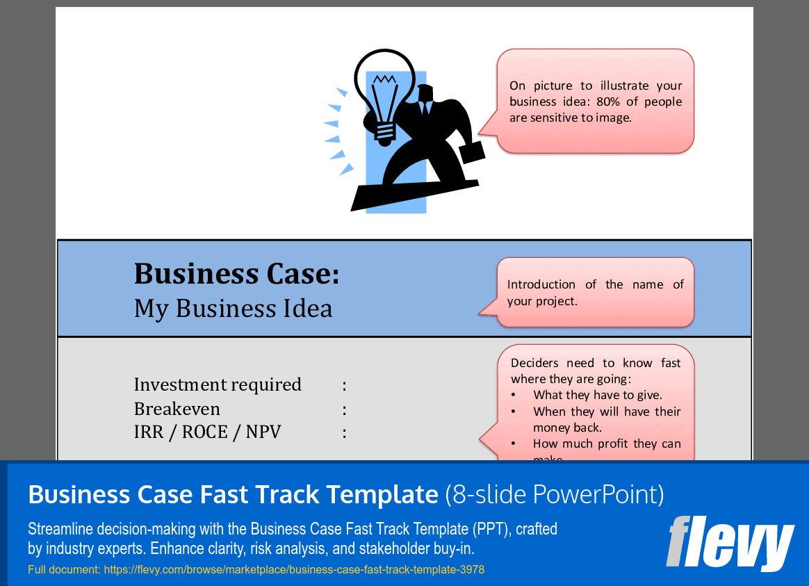Business Case Fast Track Template 8 Slide Powerpoint