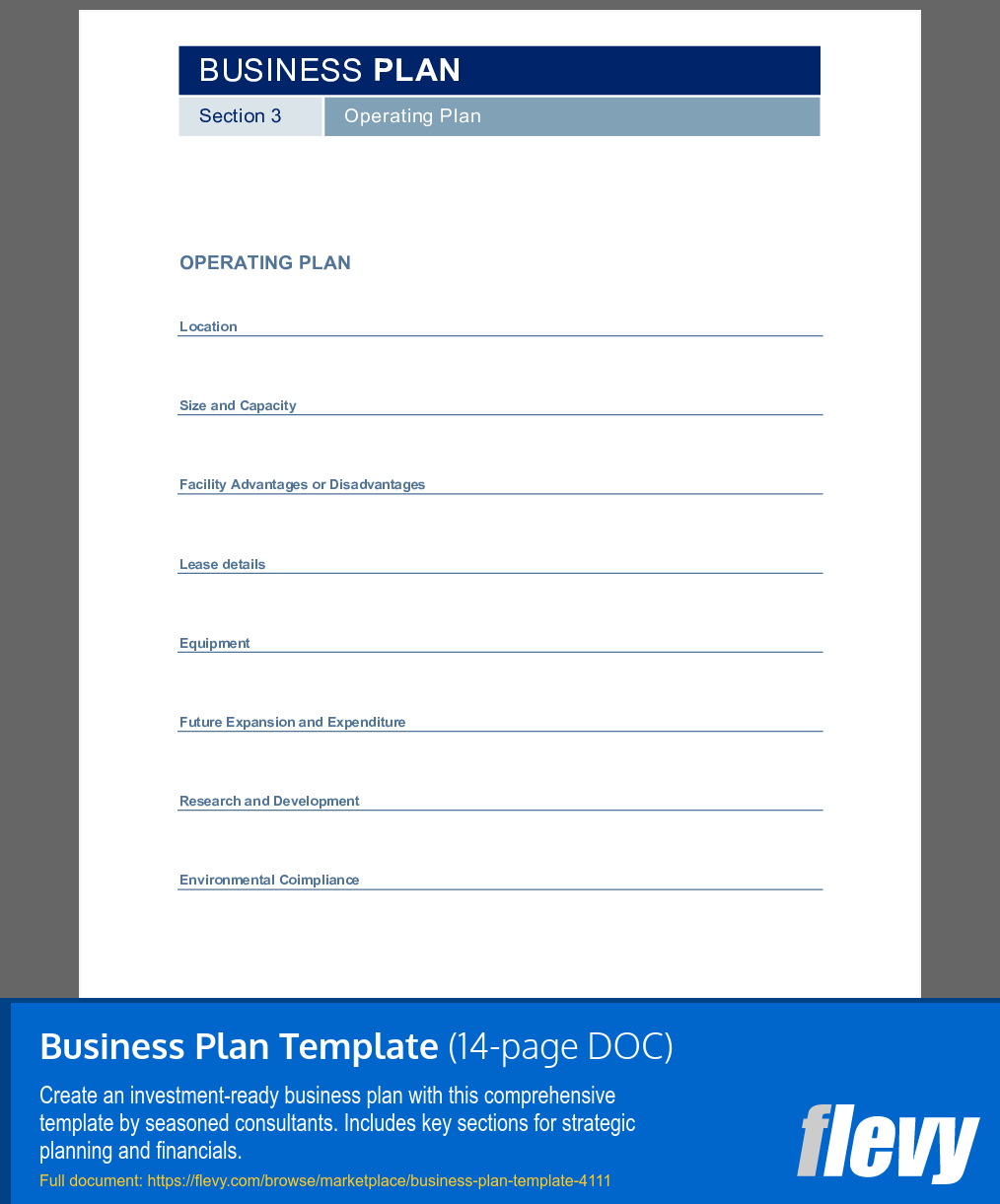 Business Plan Template 14 Page Word Document