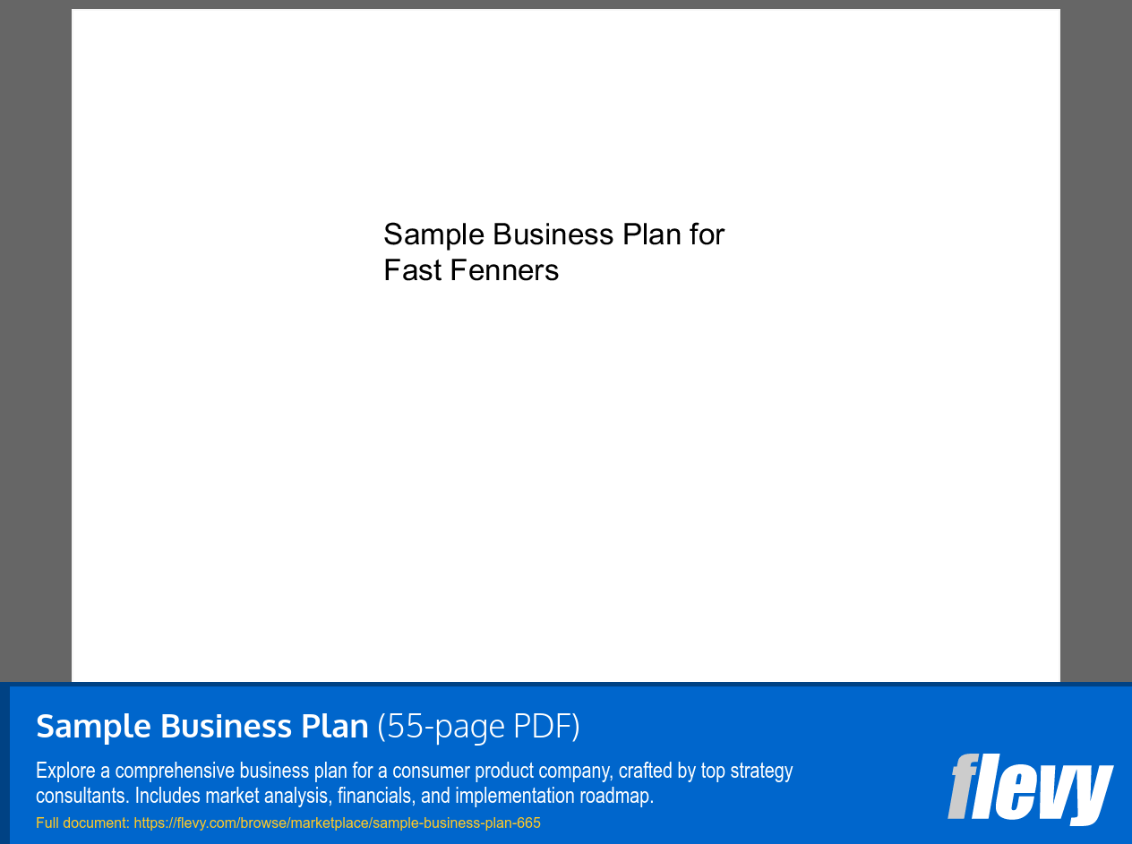 Sample Business Plan 55 Page Pdf Document