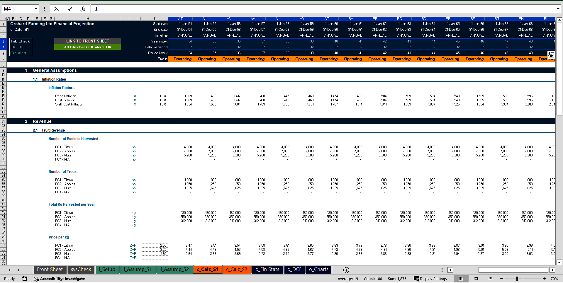 Orchard & crop farming financial projection 3 statement model template excel xls