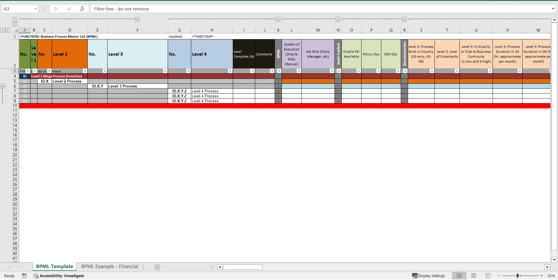 Business Process Master List Bpml Template Excel