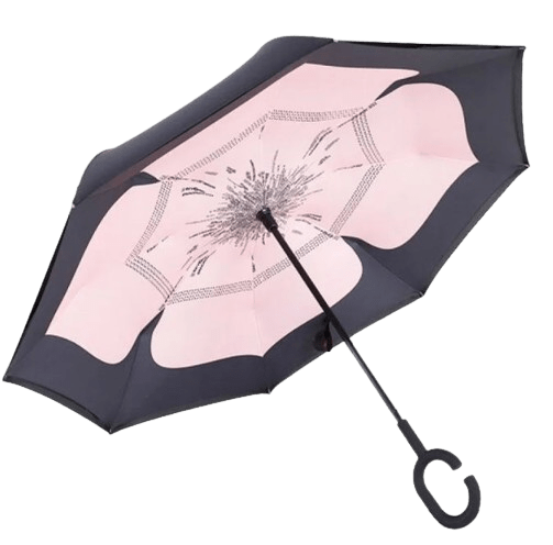 Parapluie Inversé Fleurs Rose