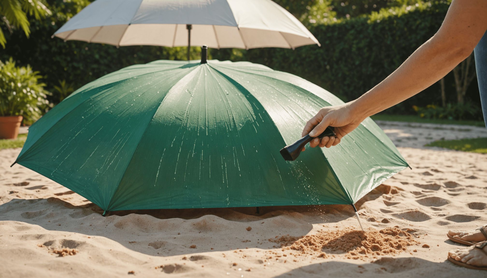 Comment nettoyer un parapluie taché de sel ou de sable ?
