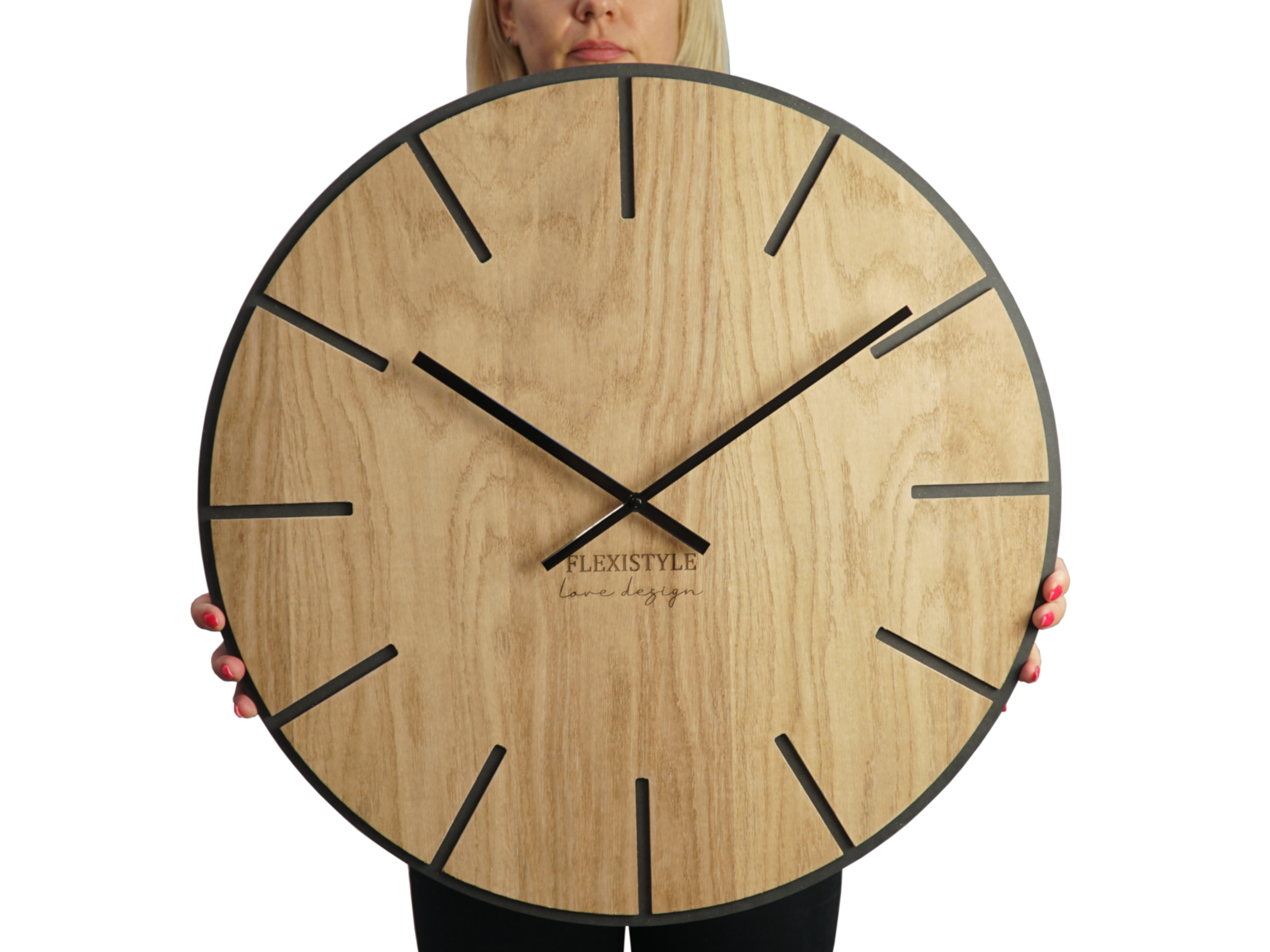 Large Wall Clock Modern Wood Art 60cm 24in Flexistyle