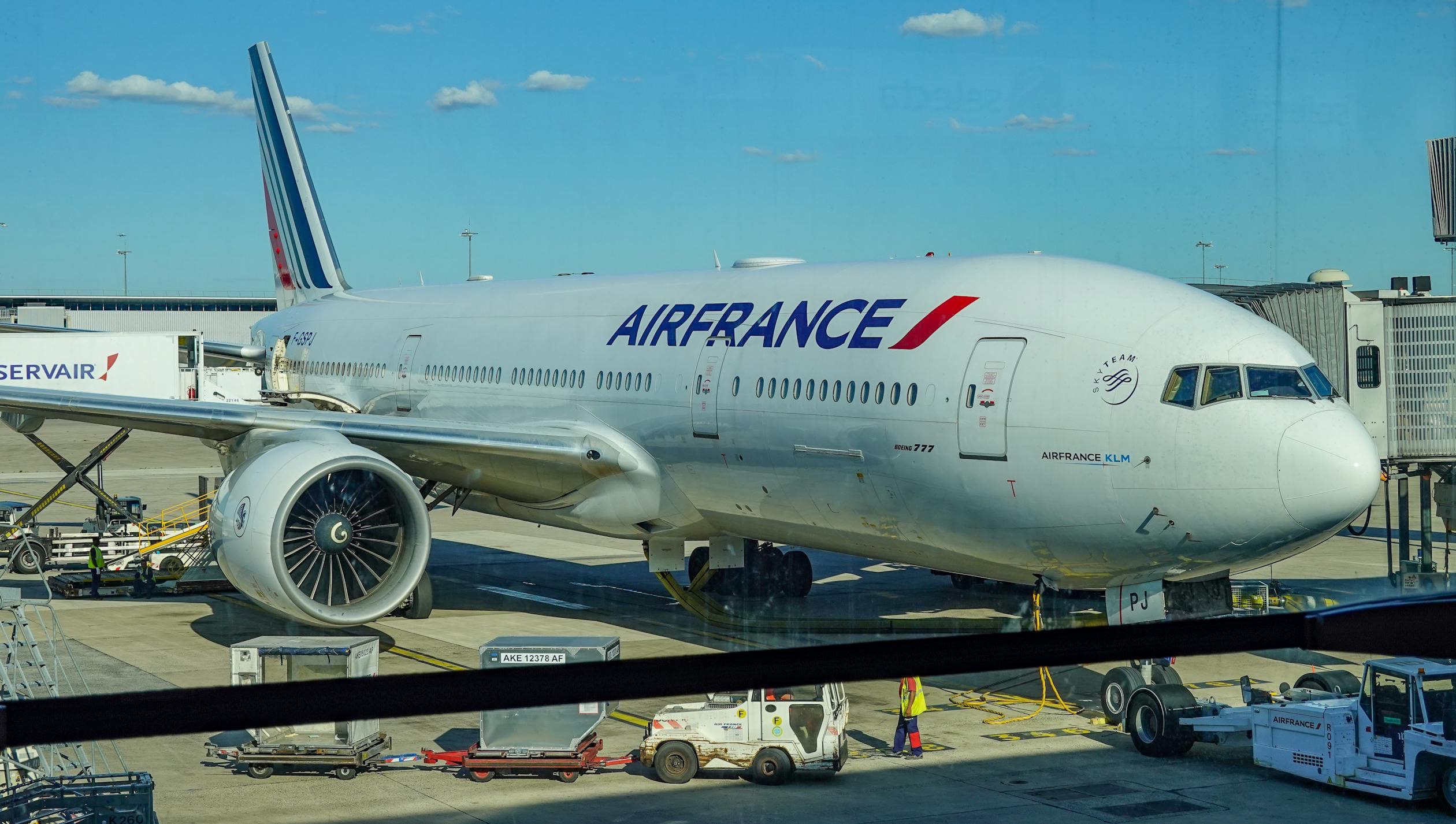 Air France Boeing 777 preparing for departure at Paris Charles de Gaulle Airport