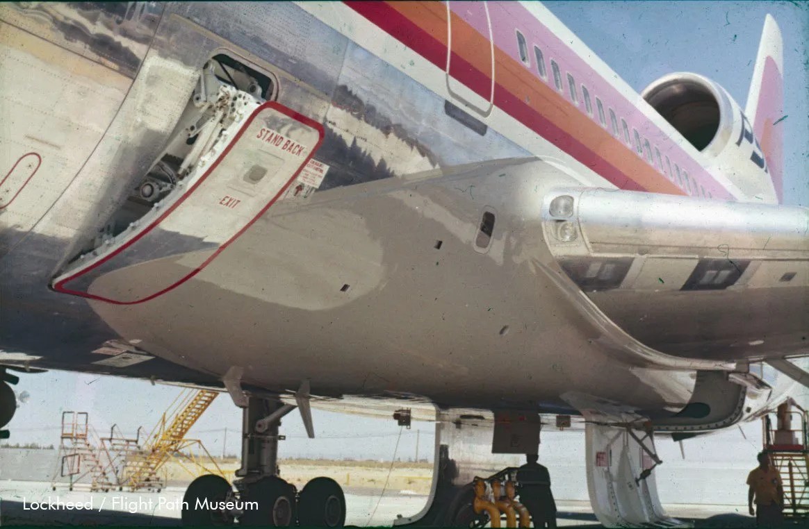 Lower level air stairs being deployed