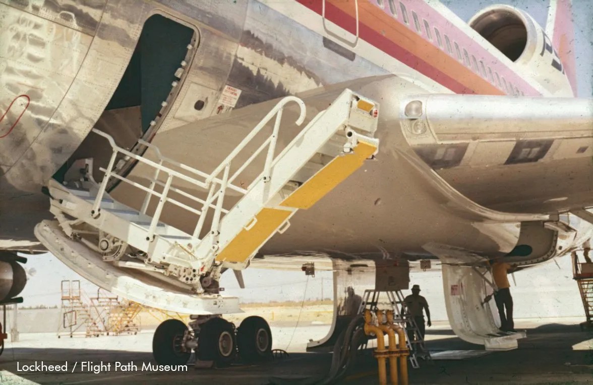 Lower level air stairs being deployed