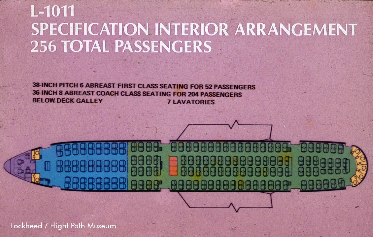 L-1011 Specification interior arrangement 256 total passengers