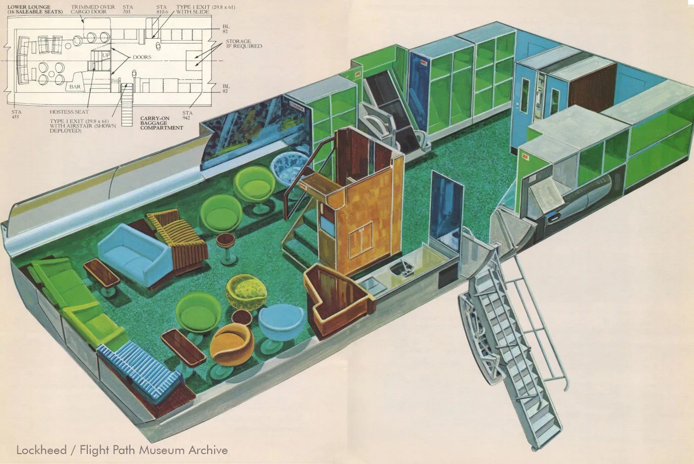 Comfortable lower level lounge layout