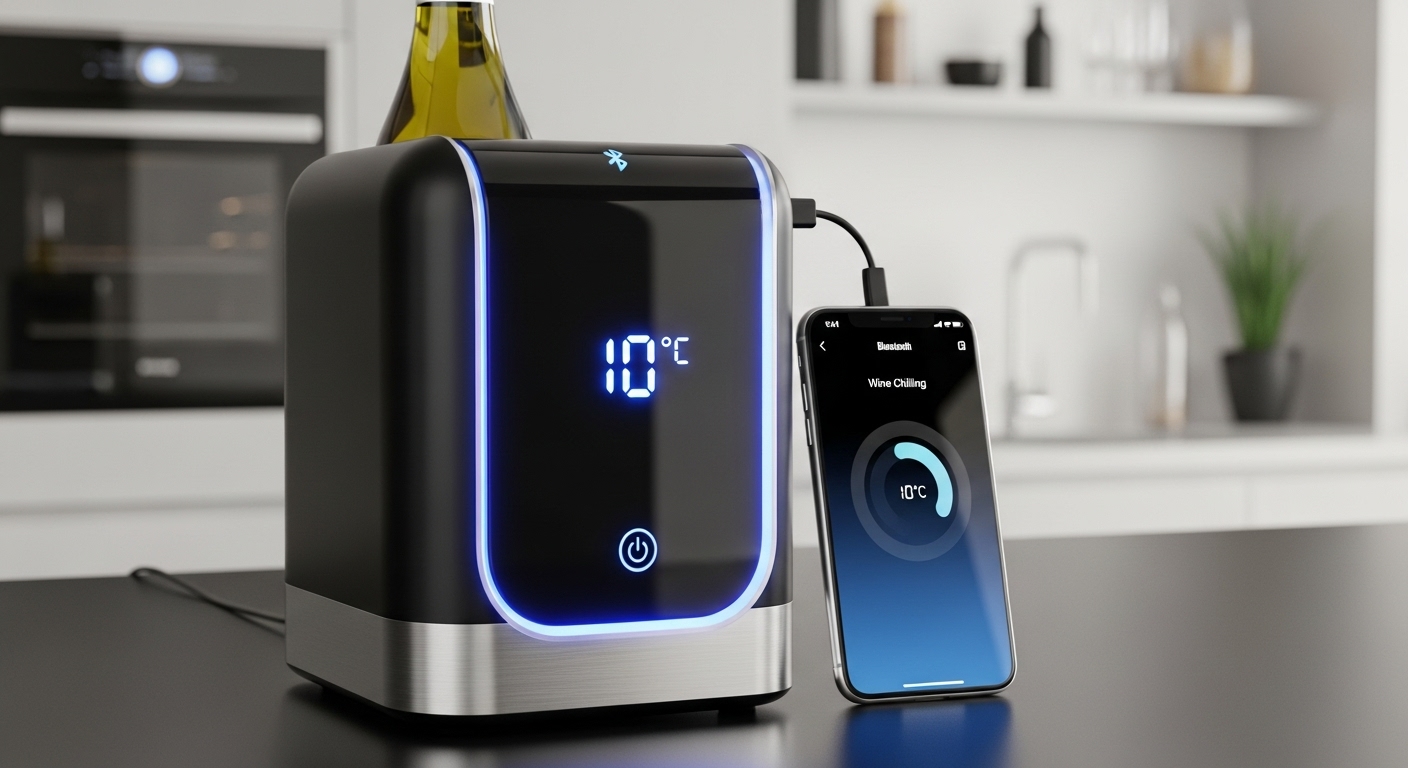 Cordless Wine Chiller: The Ultimate, Powerful Guide to Modern Wine Cooling (2025 Edition) 7 Smart Bluetooth-enabled cordless wine chiller with mobile app control