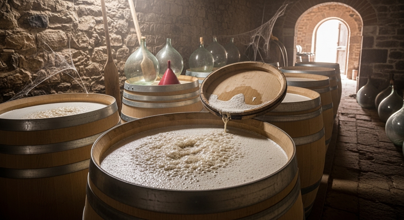 What Is Natural Wine? Organic vs Biodynamic vs Natural wines 2 Wild yeast fermentation and unfiltered natural wine in cellar