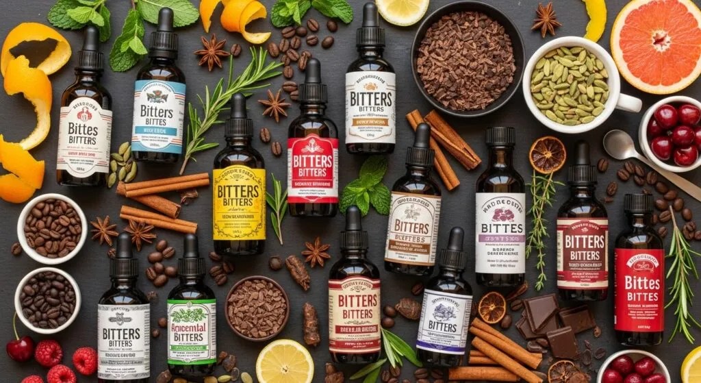 What Does Bitters Taste Like? The Complete Flavor Guide for 2026 16 Collage showing bitters in cocktails, mocktails, and desserts