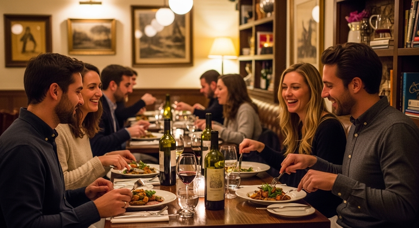 Best BYOB Restaurants NYC: The Ultimate 2025 Guide to Affordable, Flavor-Packed Dining 1 Dinner table in a NYC restaurant with BYOB wine bottles and food - Best BYOB Restaurants NYC