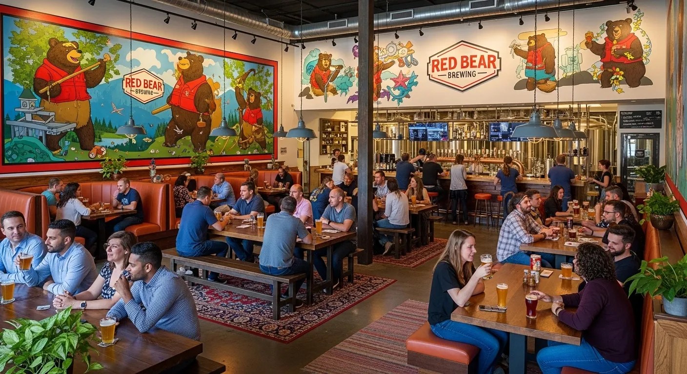 Best Brewery Washington DC: The Definitive 2026 Guide for Beer Enthusiasts 11 Red Bear Brewing Co taproom with colorful decor and customers