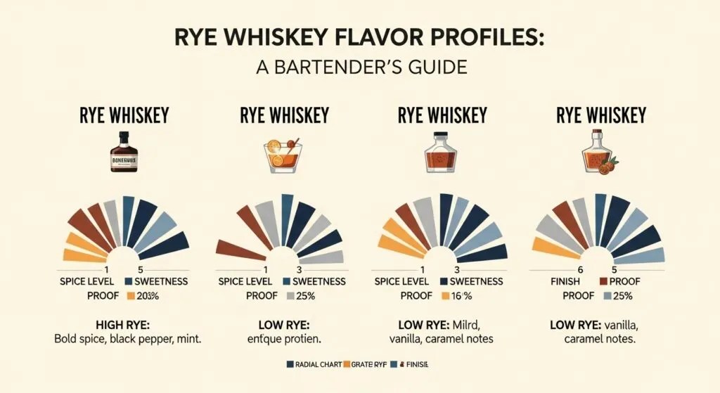 Best Rye for Manhattan — Ultimate 2026 Bartender’s Guide 2 Flavor profile comparison chart for rye whiskey
