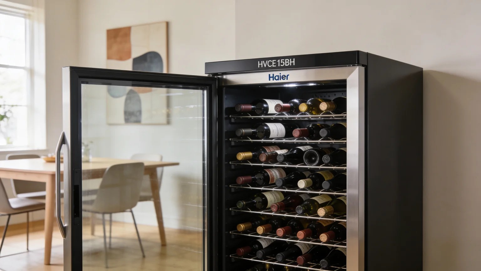 Haier HVCE15BBH 26-Bottle Wine Cellar Review (2026): Practical Compact Storage 3 Haier HVCE15BBH interior bottle racks
