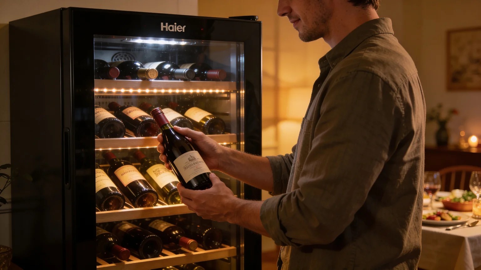 Haier HVCE15BBH 26-Bottle Wine Cellar Review (2026): Practical Compact Storage 5 Haier HVCE15BBH serving wine at home