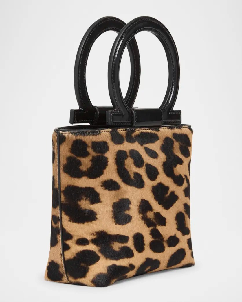 Leopard Calf Hair Top-Handle Bag