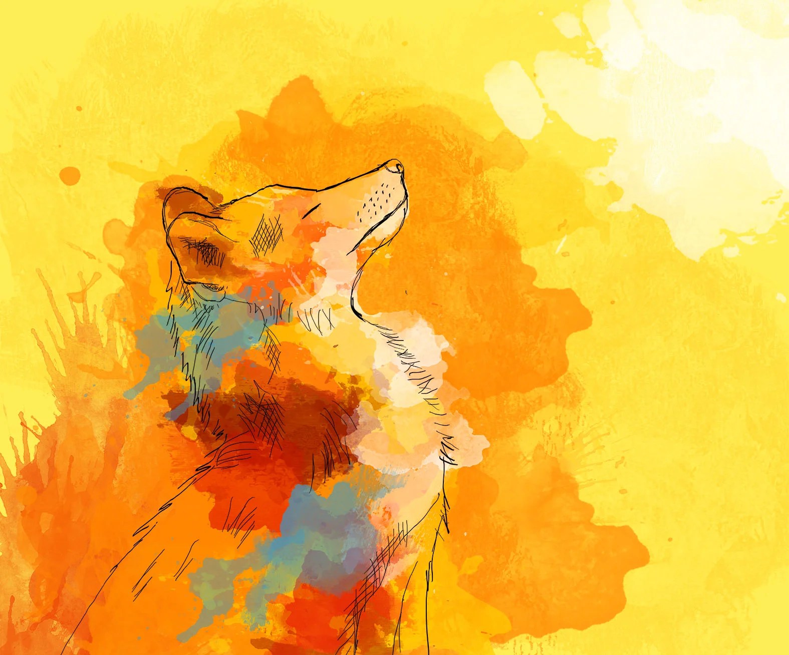 Step by Step - Blissful Light, fox portrait - Flo Art Studio