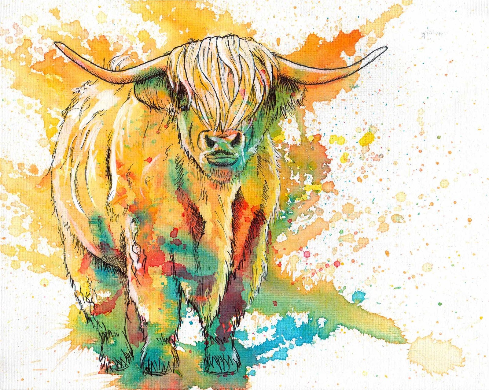 Highland Cow - Original Acrylic Painting on Canvas Panel - Flo Art