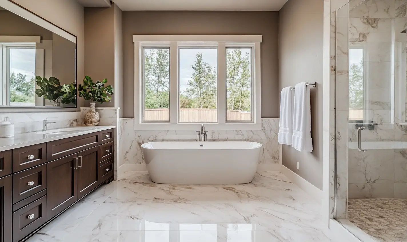 Bathroom remodeling project with custom tile work