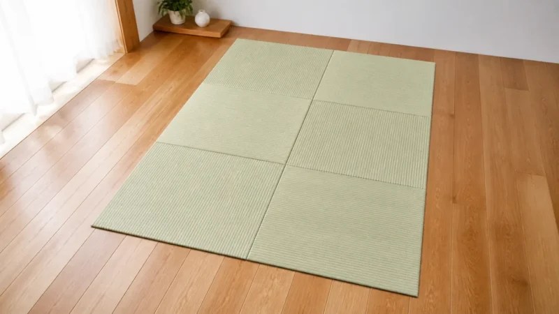 3畳分の置き畳として正方形6枚を2列×3行に敷いた例